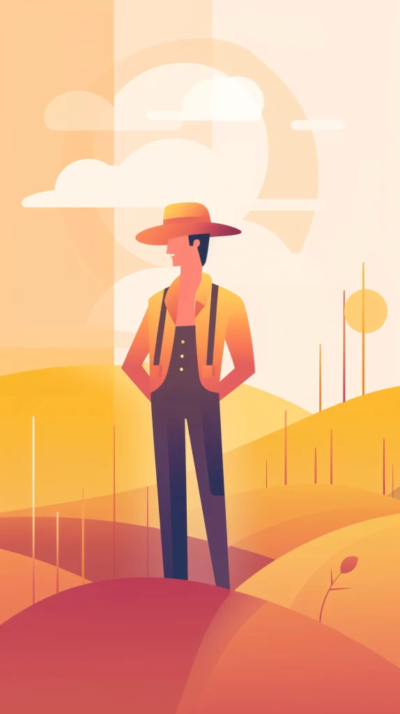 Farmer Yellow Overalls Flat Illustration Modern