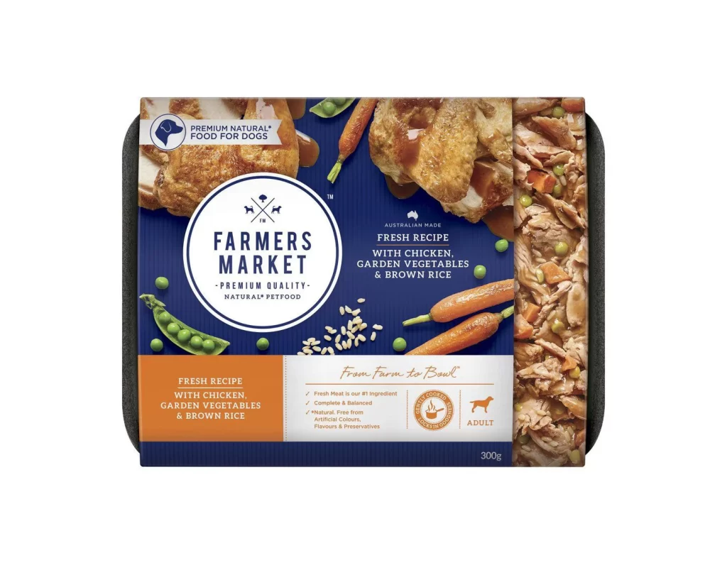 Farmers Market Dog Food Chicken Vegetables Brown Rice Natural Blue Orange