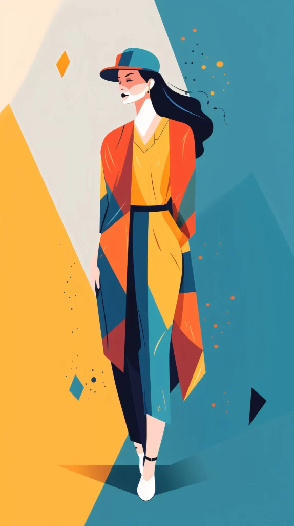 Fashion Designer Multicolored Outfit Abstract Vector Modern