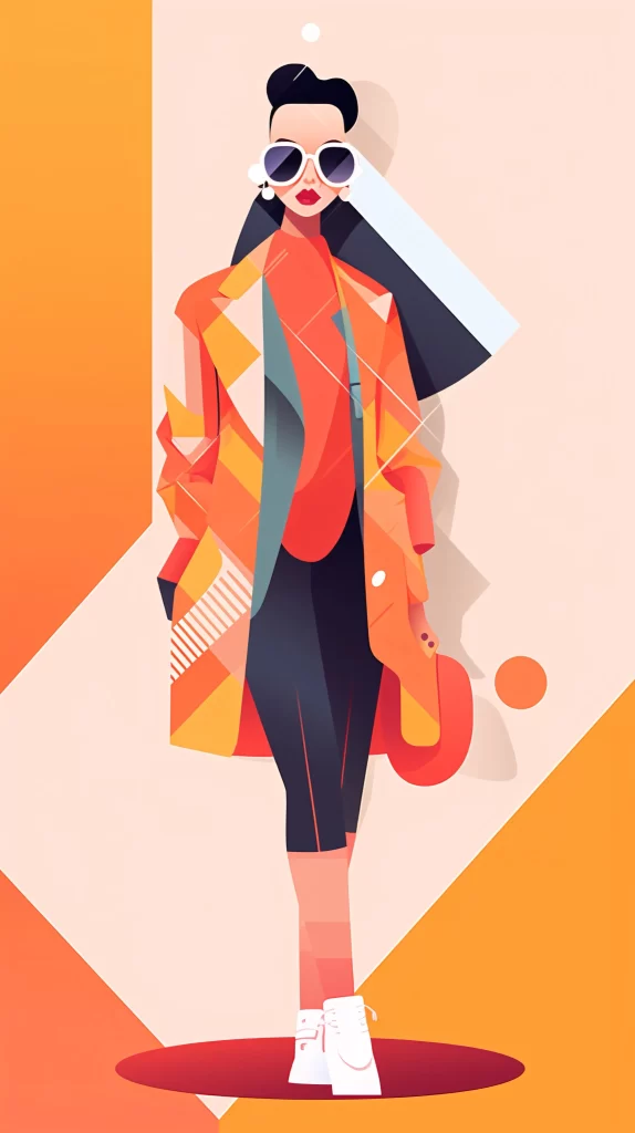 Fashion Designer Orange Geometric Shapes Abstract