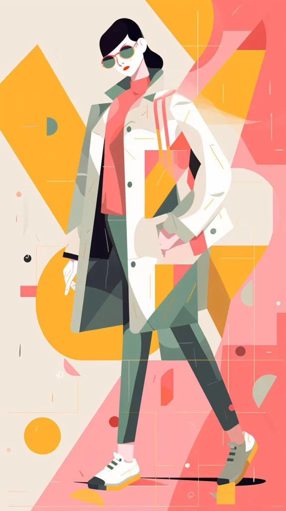 Fashion Designer White Red Green Abstract Geometric