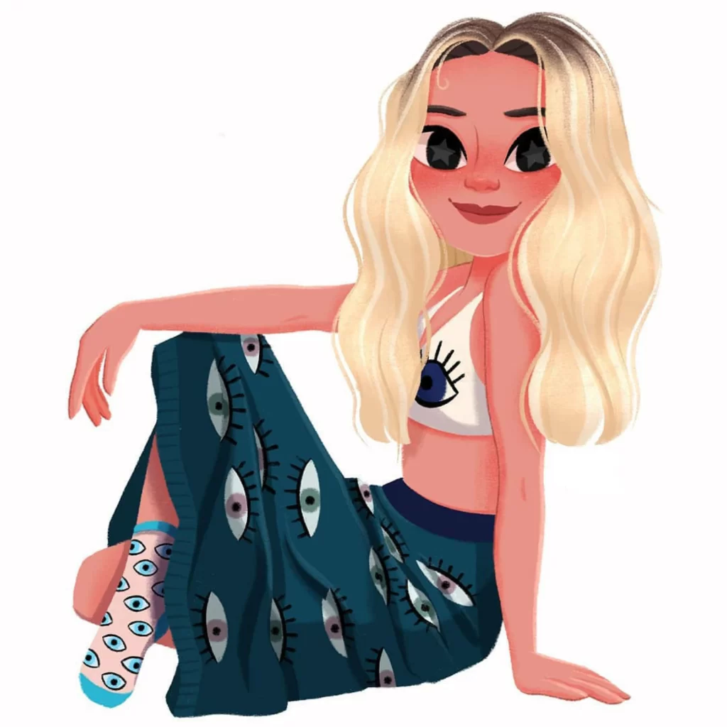 Fashion Illustration Eyes Pattern Socks Eleonore Pelluau