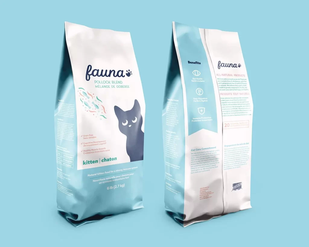 Fauna Cat Food Kitten Pollock Blend Blue Illustration