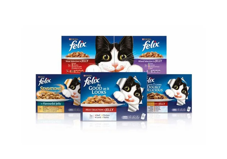 Felix Cat Food Meat Selection Jelly Chicken Lamb Rabbit Blue White