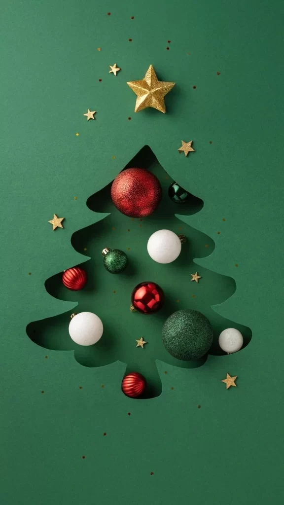 Festive Christmas Tree with Ornaments and Stars