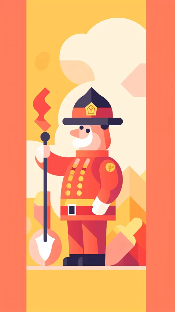 Firefighter Red Fire Extinguisher Flat Illustration