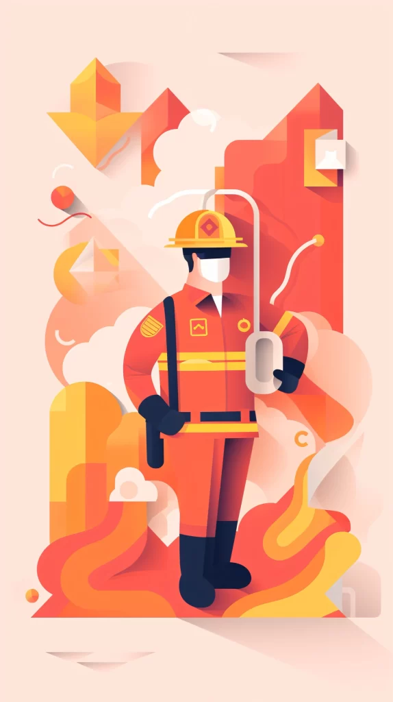 Firefighter Red Helmet Abstract Illustration