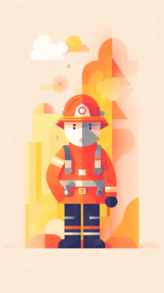 Firefighter Red Helmet Flat Illustration neutral Modern