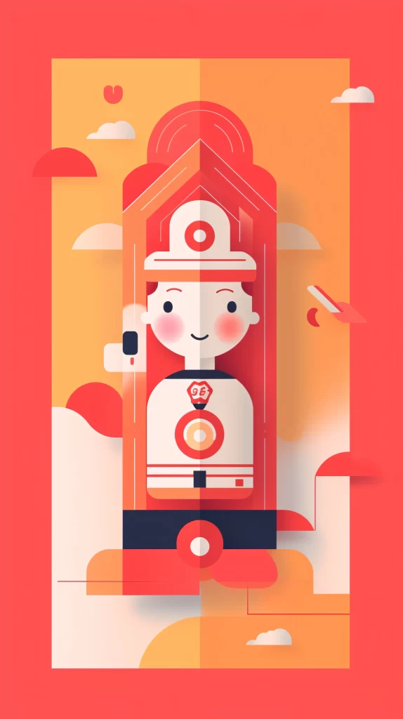 Firefighter Red Helmet Flat Illustration neutral Modern