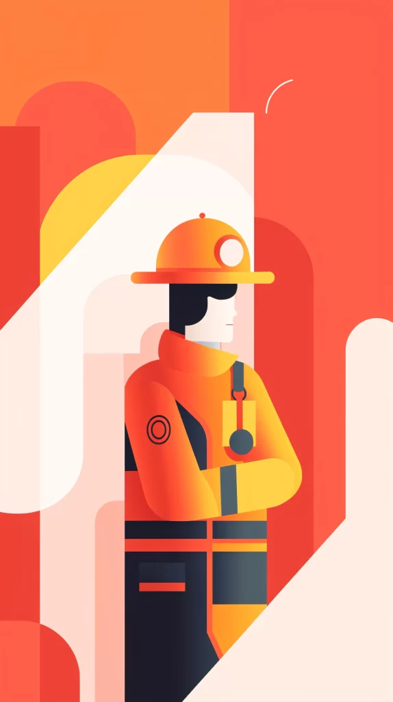 Firefighter Red Helmet Protective Gear Abstract Modern