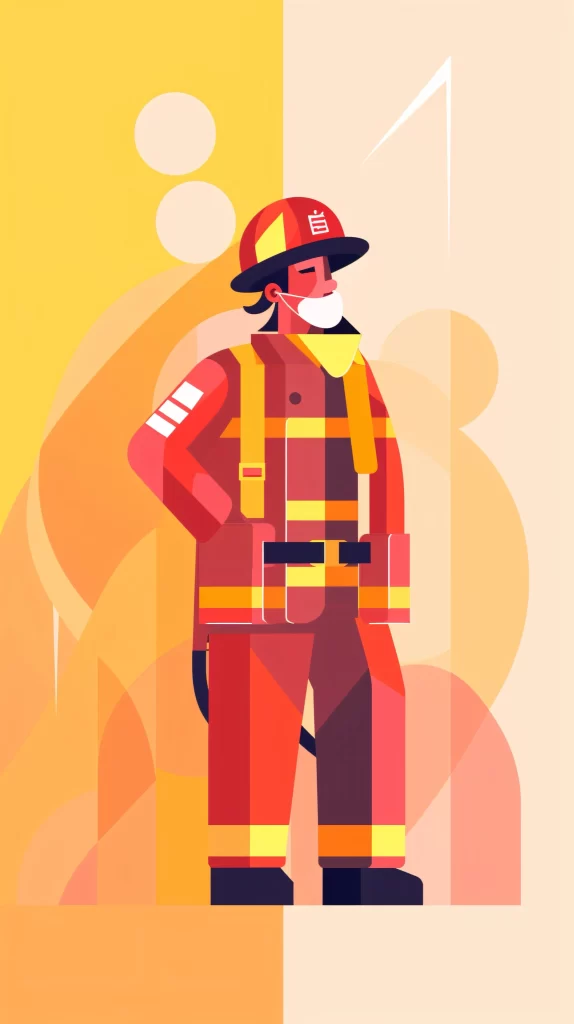 Firefighter Red Helmet Protective Gear Flat Illustration Modern