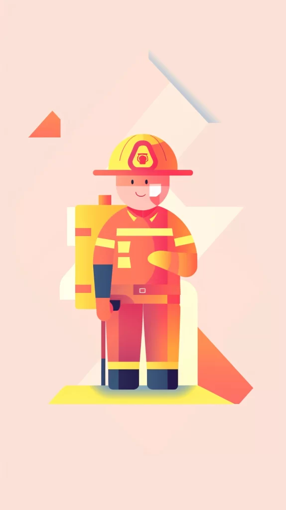 Firefighter Red Helmet Uniform Flat Illustration neutral Modern