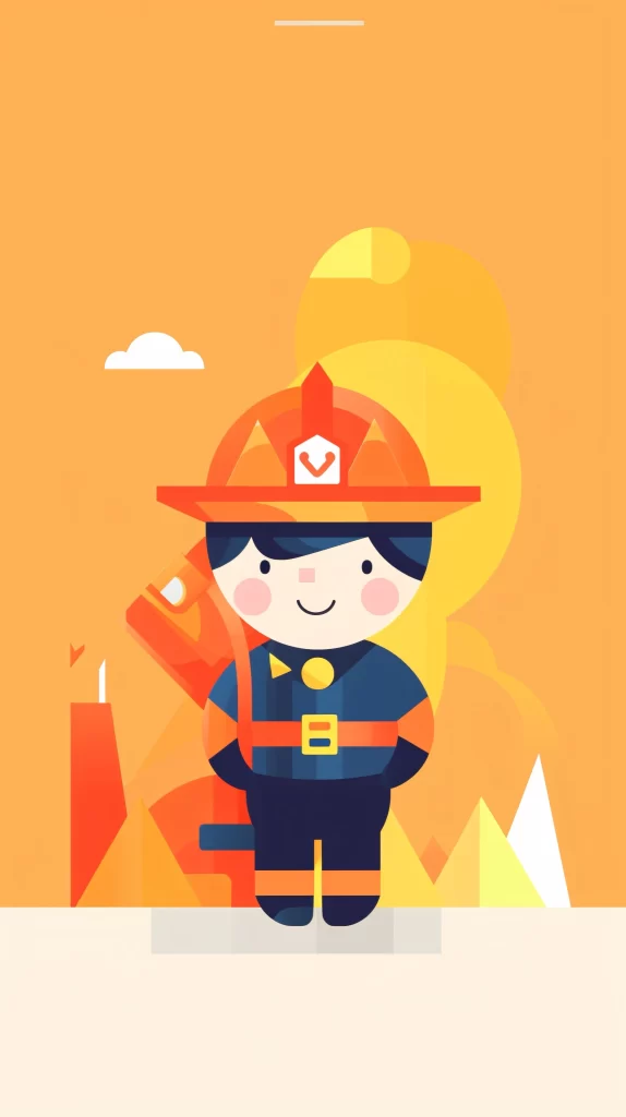 Firefighter Red Helmet Uniform Flat Illustration neutral Modern