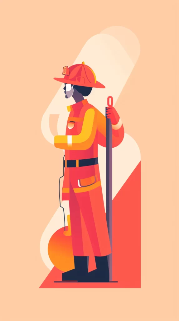 Firefighter Red Helmet Vector Illustration Modern