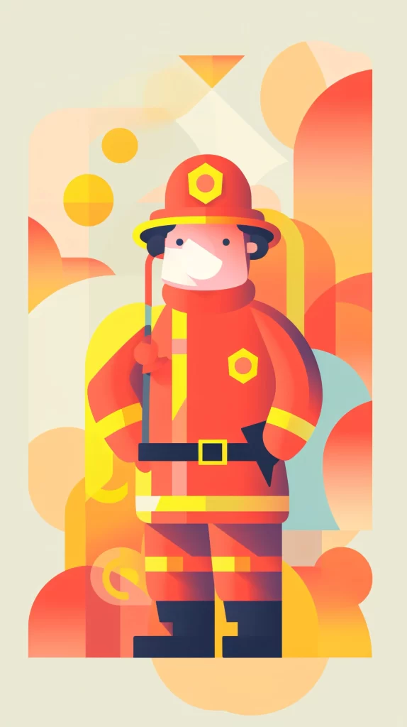 Firefighter Red Protective Gear Flat Illustration Modern