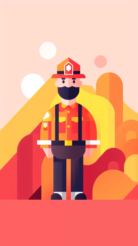 Firefighter Red Uniform Flat Illustration Modern