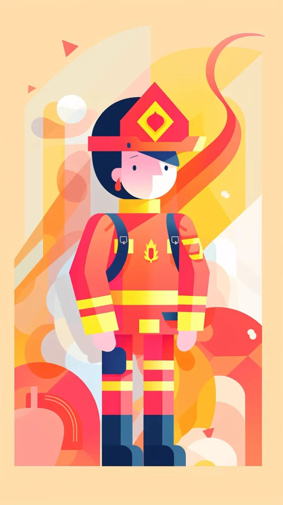 Firefighter Red Yellow Abstract Vector Illustration