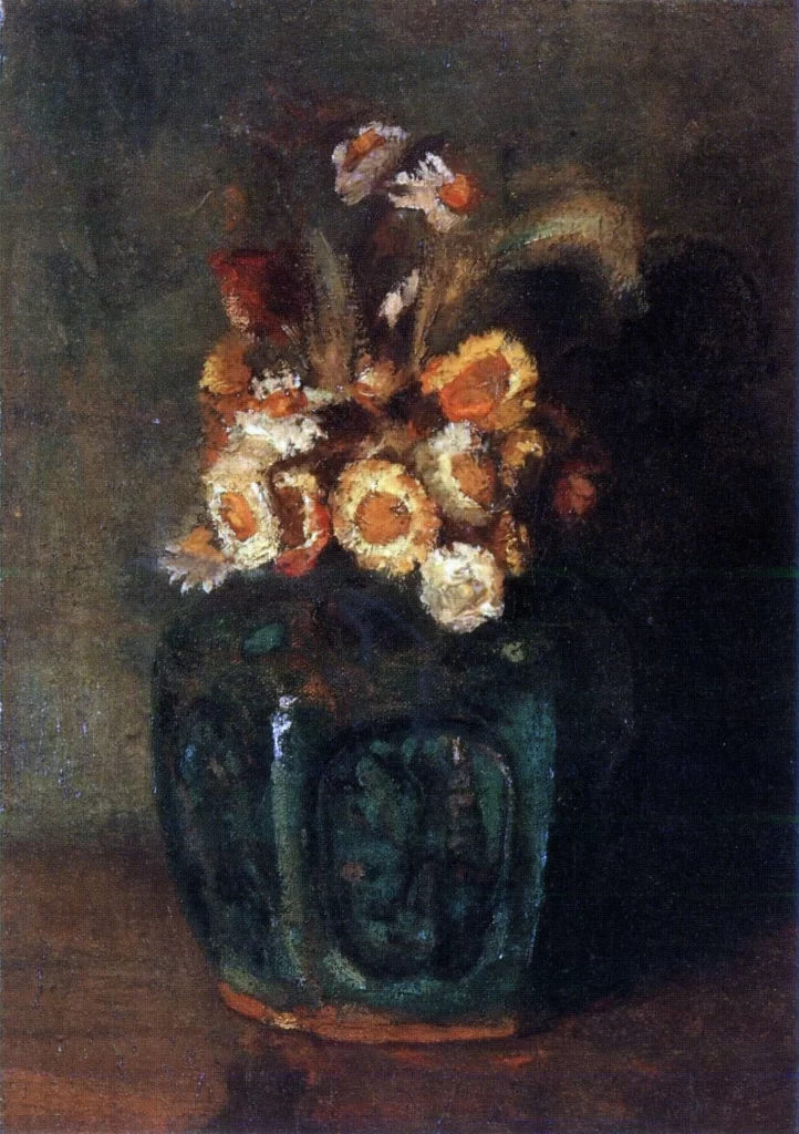 Flagon of Cherry Filled with Chrysanthemums Van Gogh