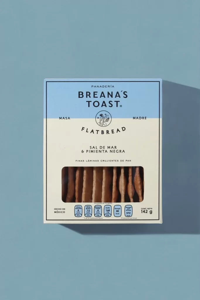 Flatbread Packaging Blue Cream Simple Clean Modern