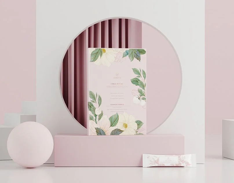 Floral Box Pink Green Elegant Minimalist Design