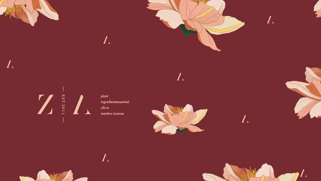 Floral Pattern Red Pink Gold Minimalist Design