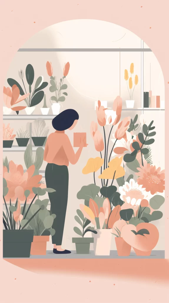 Florist Green Orange Pastel Vector Illustration