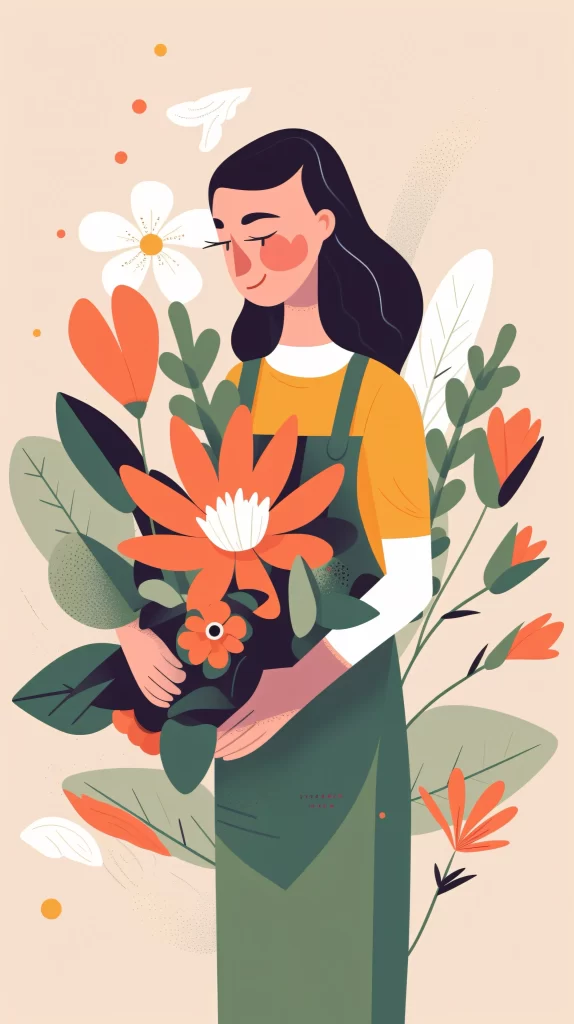 Florist Green Orange Yellow Abstract Modern