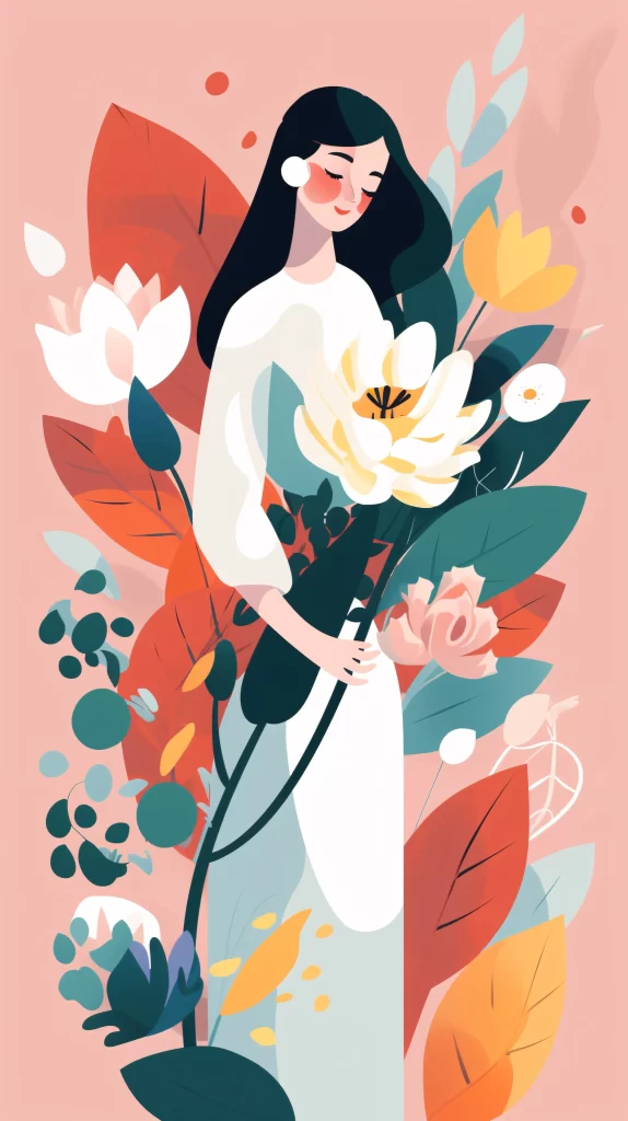 Florist White Green Yellow Red Abstract
