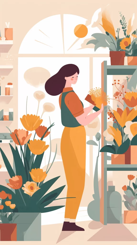 Florist Yellow Green Vector Illustration Modern