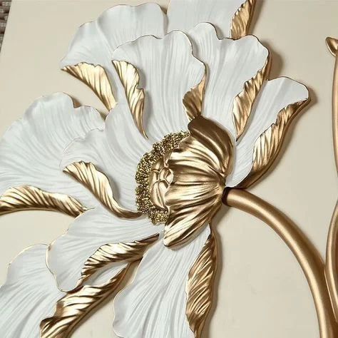 Flower Wall Decor White Gold Elegant Luxurious Design