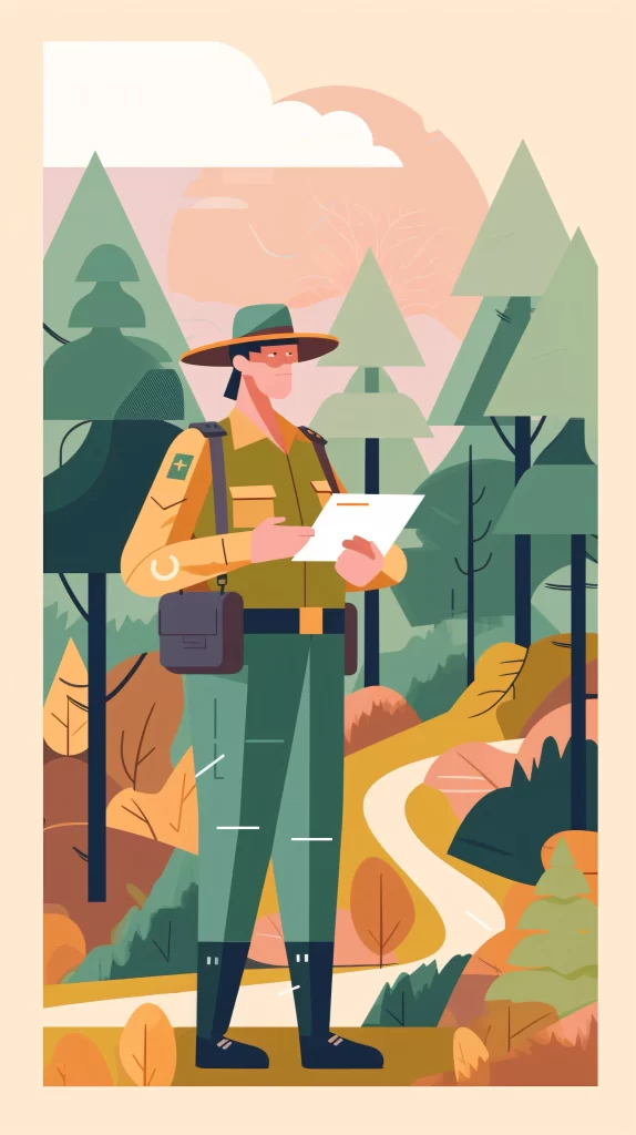 Forest Ranger Green Uniform Nature Flat Illustration