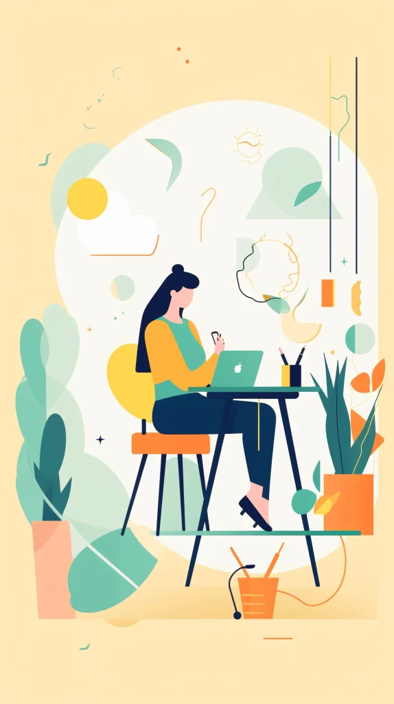 Freelancer Green Yellow Abstract Vector Illustration Modern