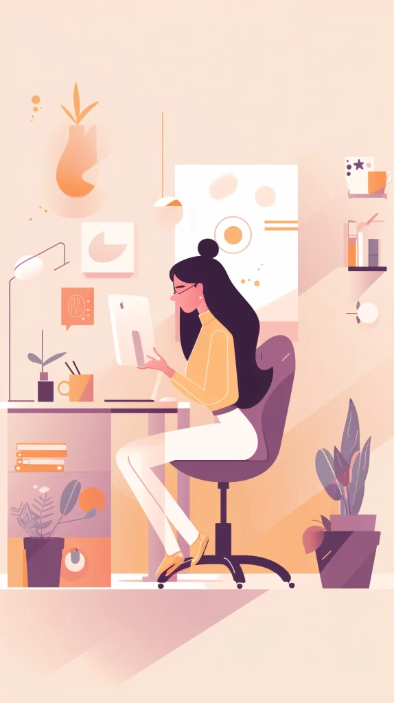 Freelancer Yellow White Modern Flat Illustration Workspace