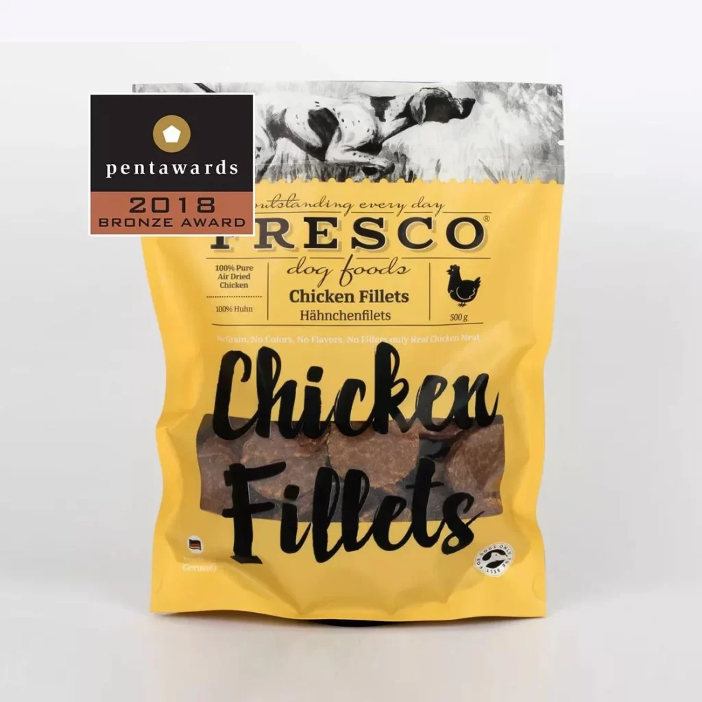 Fresco Dog Food Chicken Yellow Bag Illustration