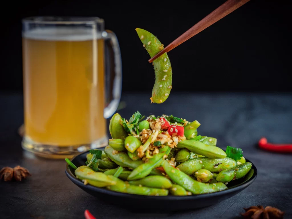 Fresh Edamame Salad with Sesame and Chili Garnish