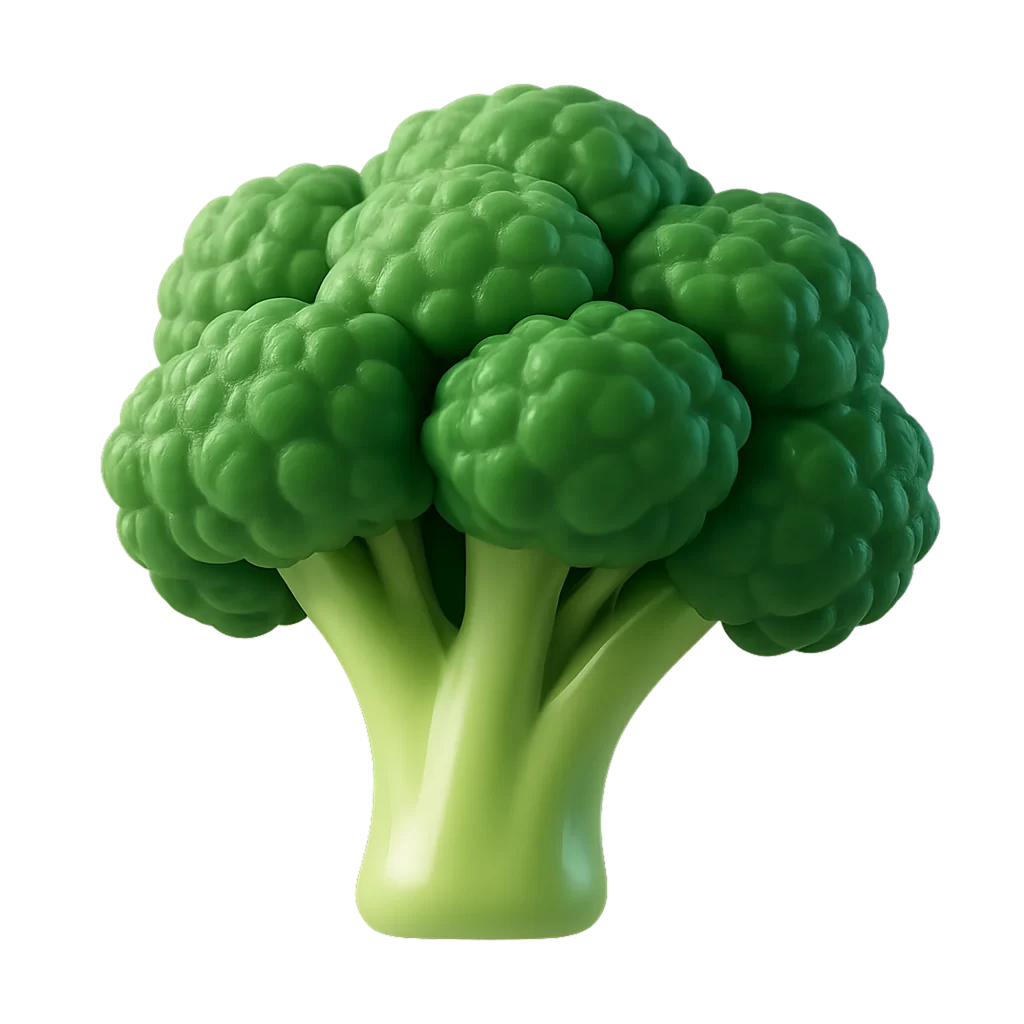 Fresh Green Broccoli Head with Light Glow