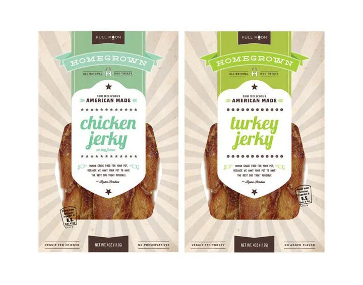 Full Moon Dog Treats Chicken Turkey Jerky Green White Stars