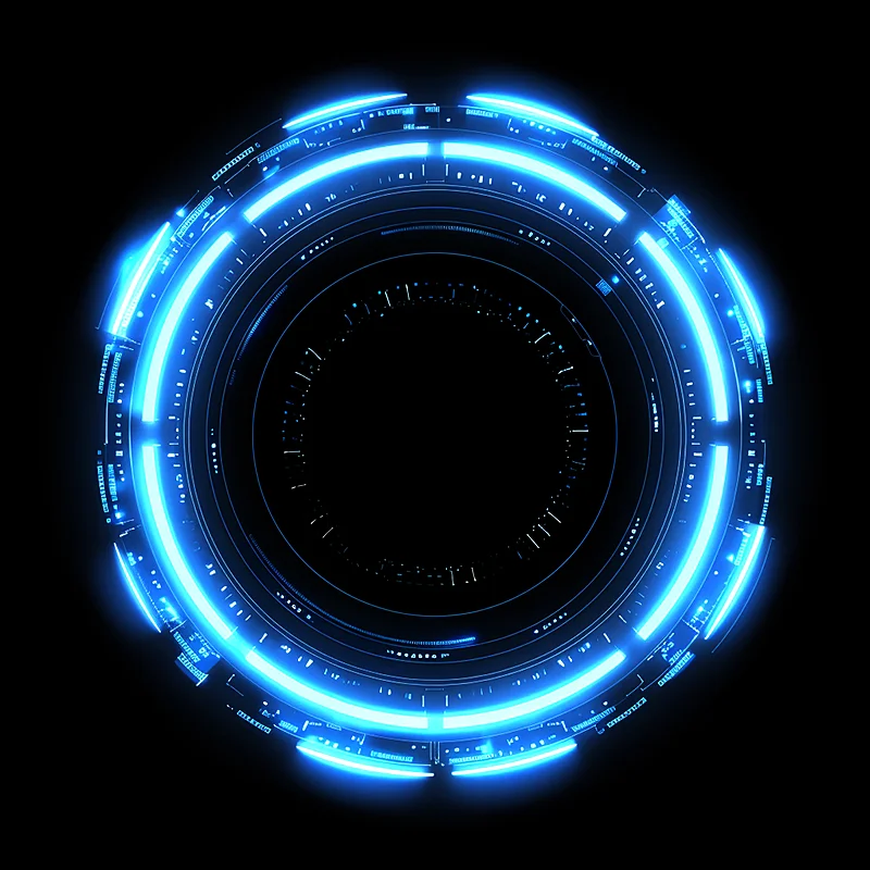 Futuristic Interface Blue Glowing Digital Circular Design