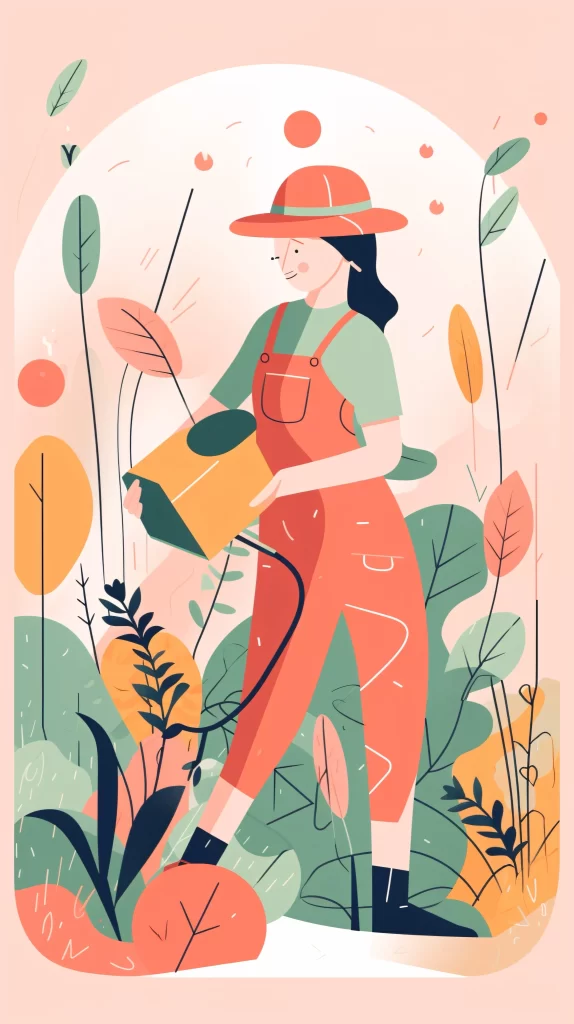 Gardener Orange Green Overalls Flat Illustration Nature