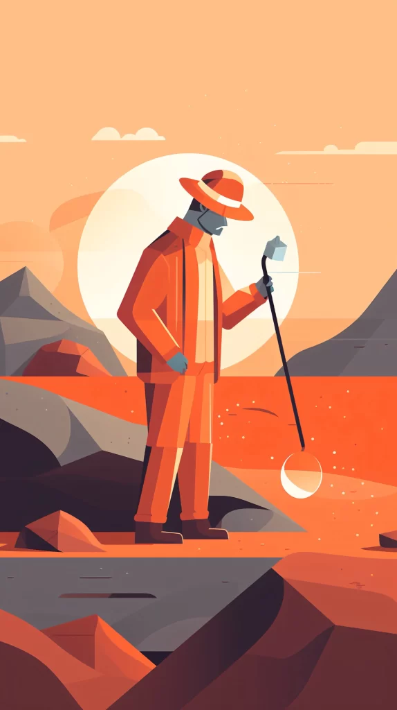 Geologist Orange Rock Hammer Flat Illustration Exploration