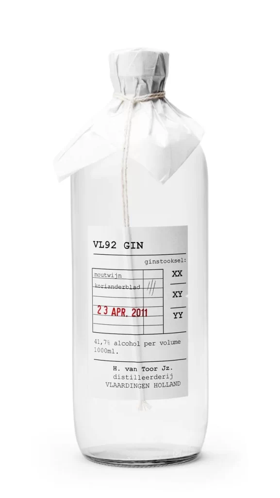Gin Bottle White Paper Minimalist Label Design