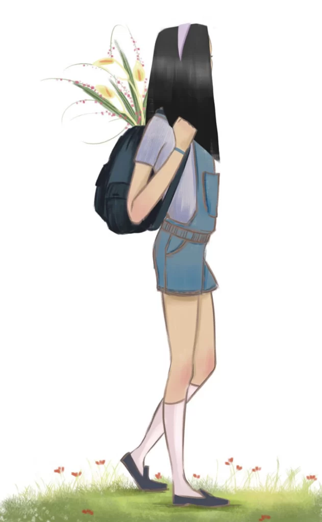 Girl Backpack Flowers Nature