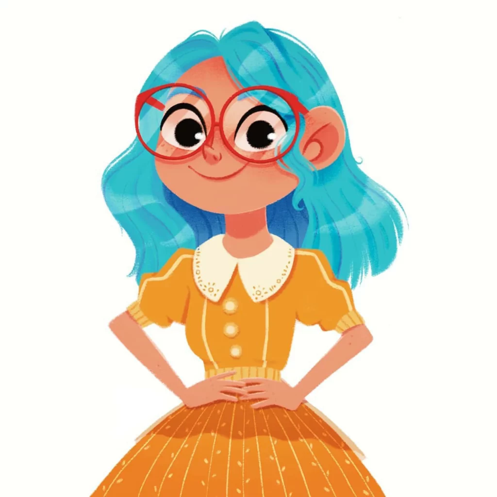 Girl Blue Hair Glasses Dress Eleonore Pelluau