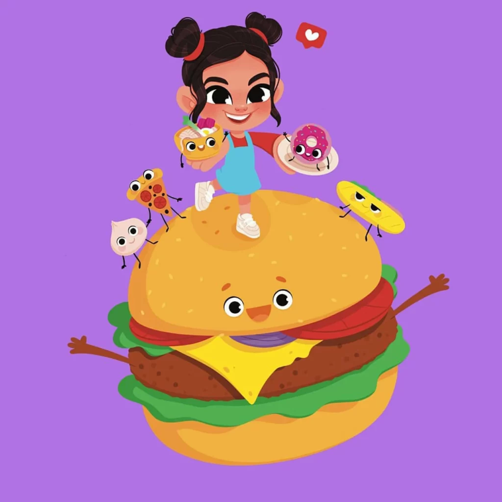 Girl Burger Food Characters Eleonore Pelluau