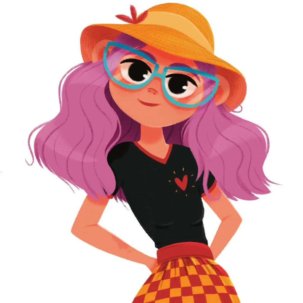 Girl Glasses Hat Heart Checkered Eleonore Pelluau