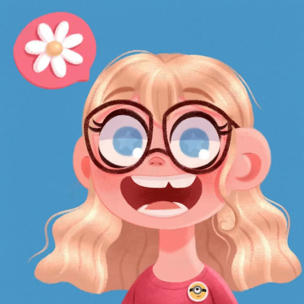 Girl Glasses Smiling Daisy Badge Eleonore Pelluau
