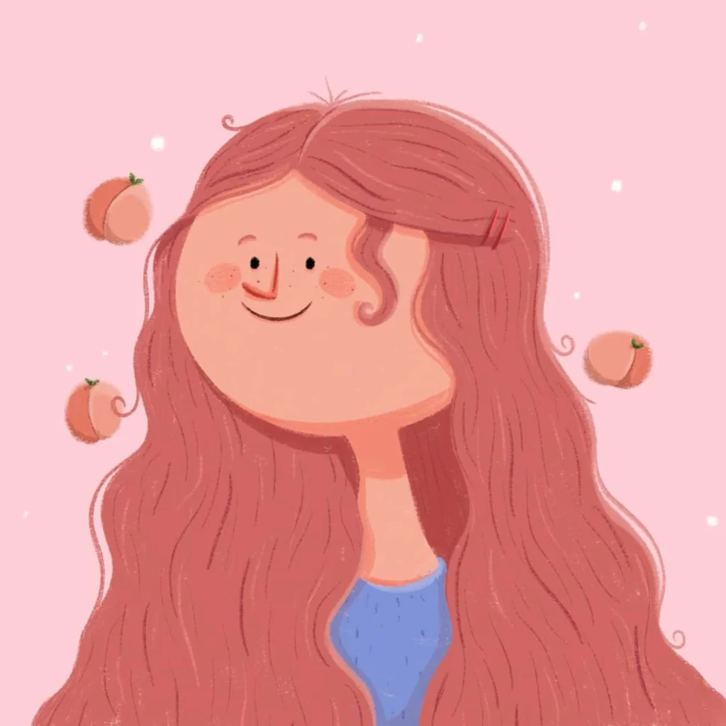 Girl Hair Peach Smiling Illustration Eleonore Pelluau
