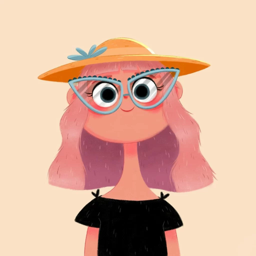 Girl Pink Hair Glasses Hat Eleonore Pelluau