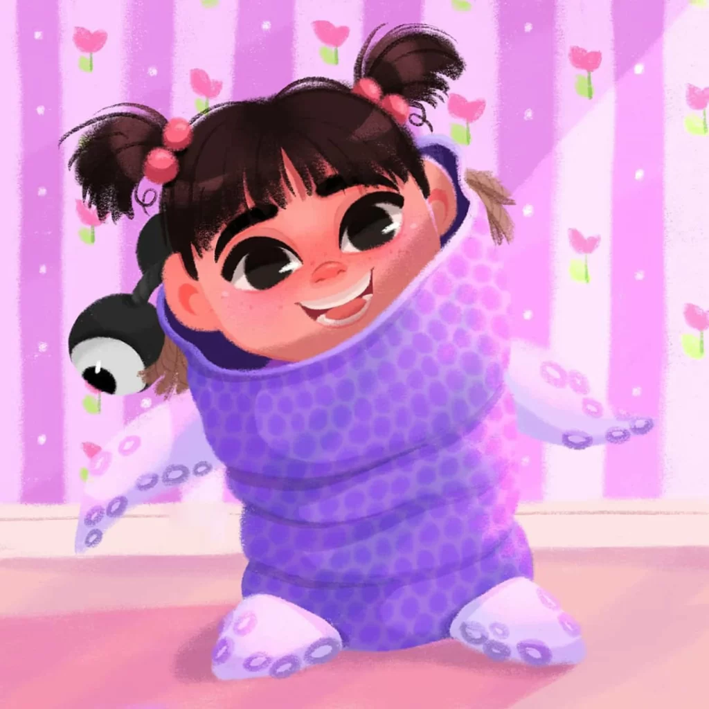 Girl Purple Sleepwear Monster Smiling Eleonore Pelluau