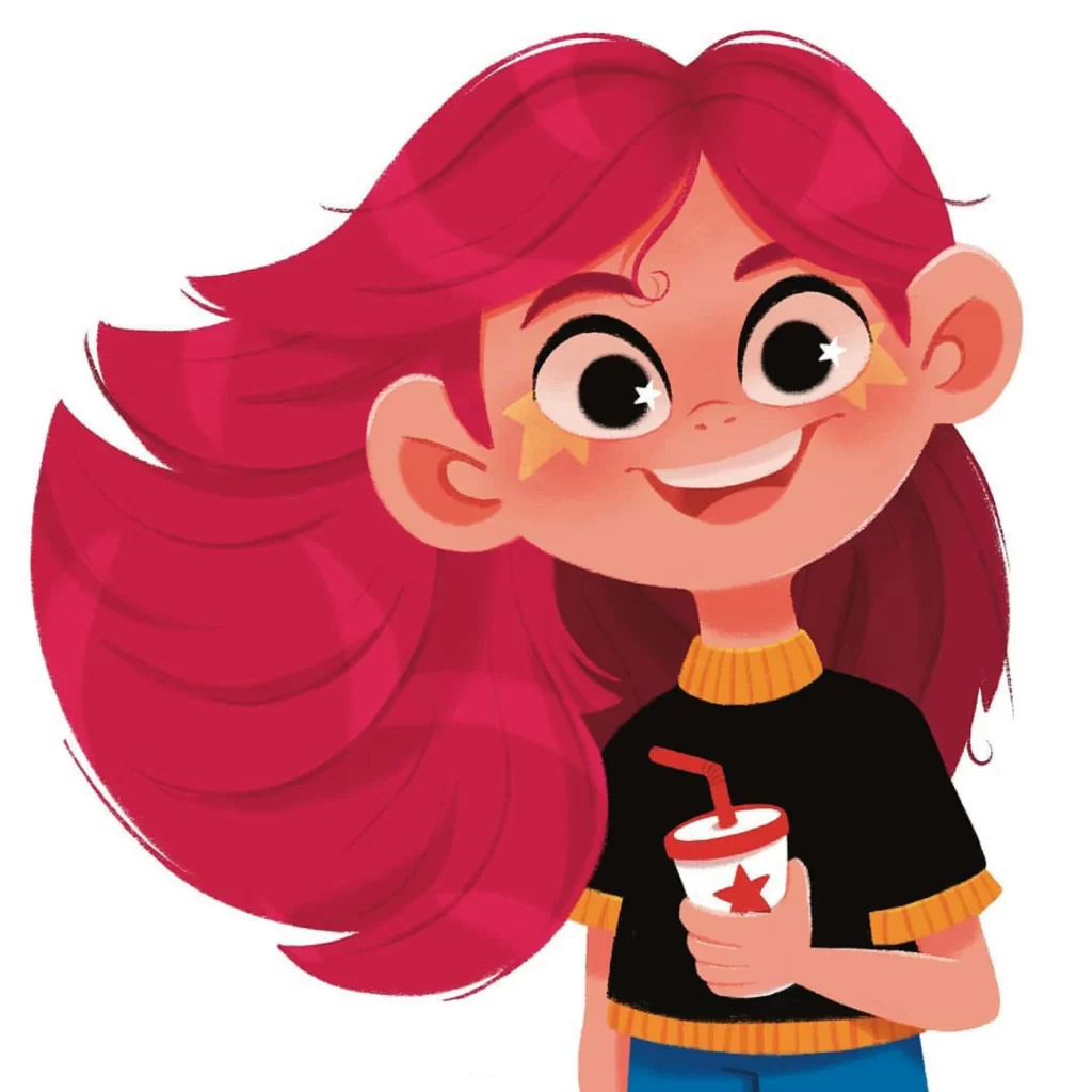 Girl Red Hair Drink Star Yellow Eleonore Pelluau